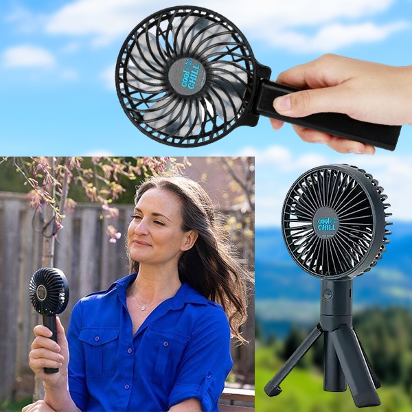 2 az 1-ben újratölthető hordozható állványos mini ventilátor | HANDCOLIO